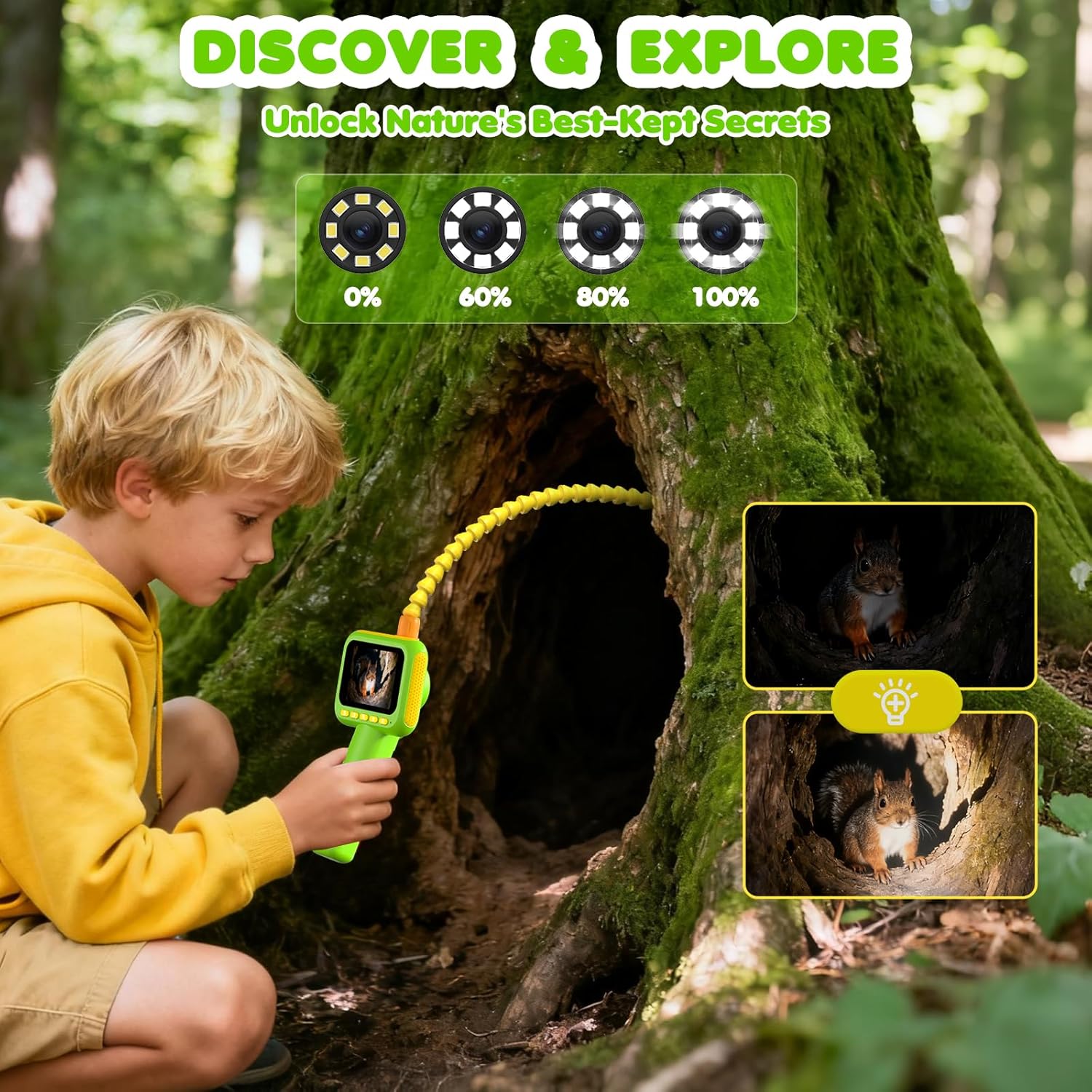 Outdoor Lighting Kits - Endoskop für Kinder, Boreskop-Schlangenkamera-Spielzeug mit Beleuchtung,