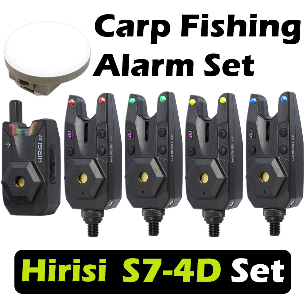 Outdoor Lighting Kits - Hirisi S7-4D Kabelloses Karpfenangel-Bissalarm-Set Wasserdichter Bissanzeiger