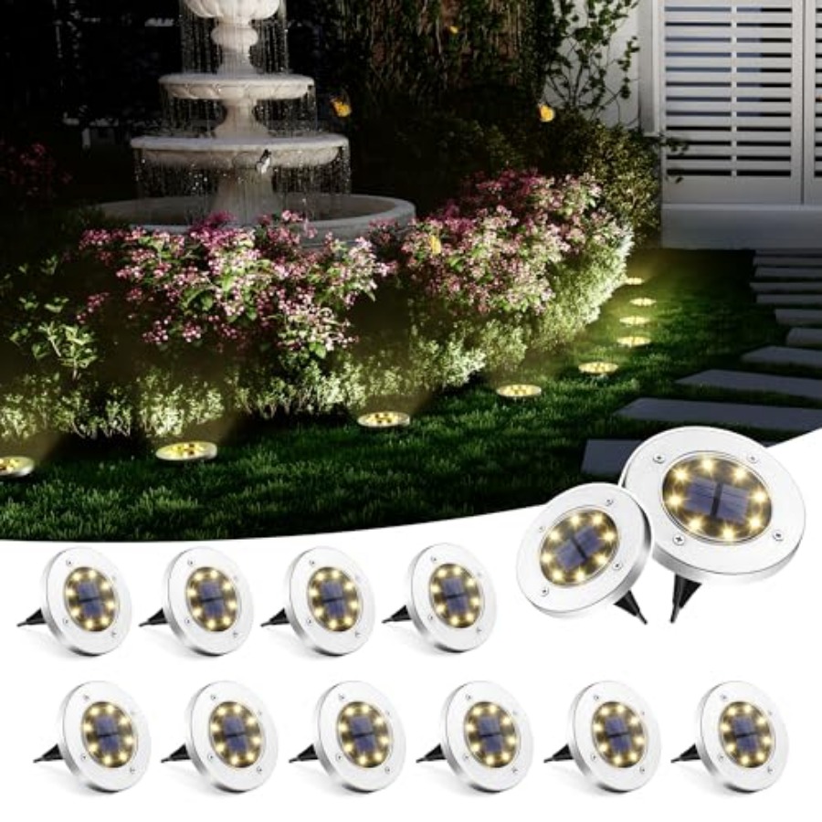 Outdoor Lighting Solar - Solar-Bodenleuchten, Solar-Außenleuchten, Wasserdicht, 8 LED, Solarbetriebene