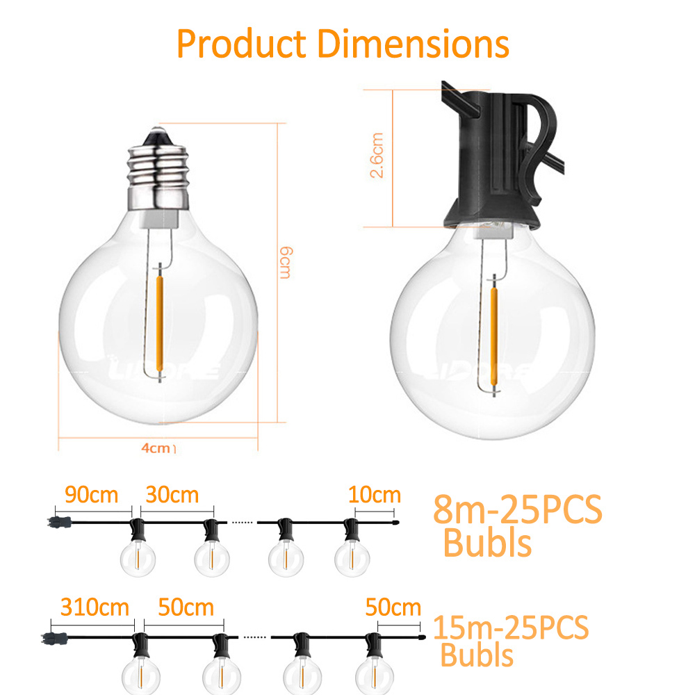 8M/15M G40 Globus-Lichterkette – Outdoor Lighting For Backyard Bewertung und Preis